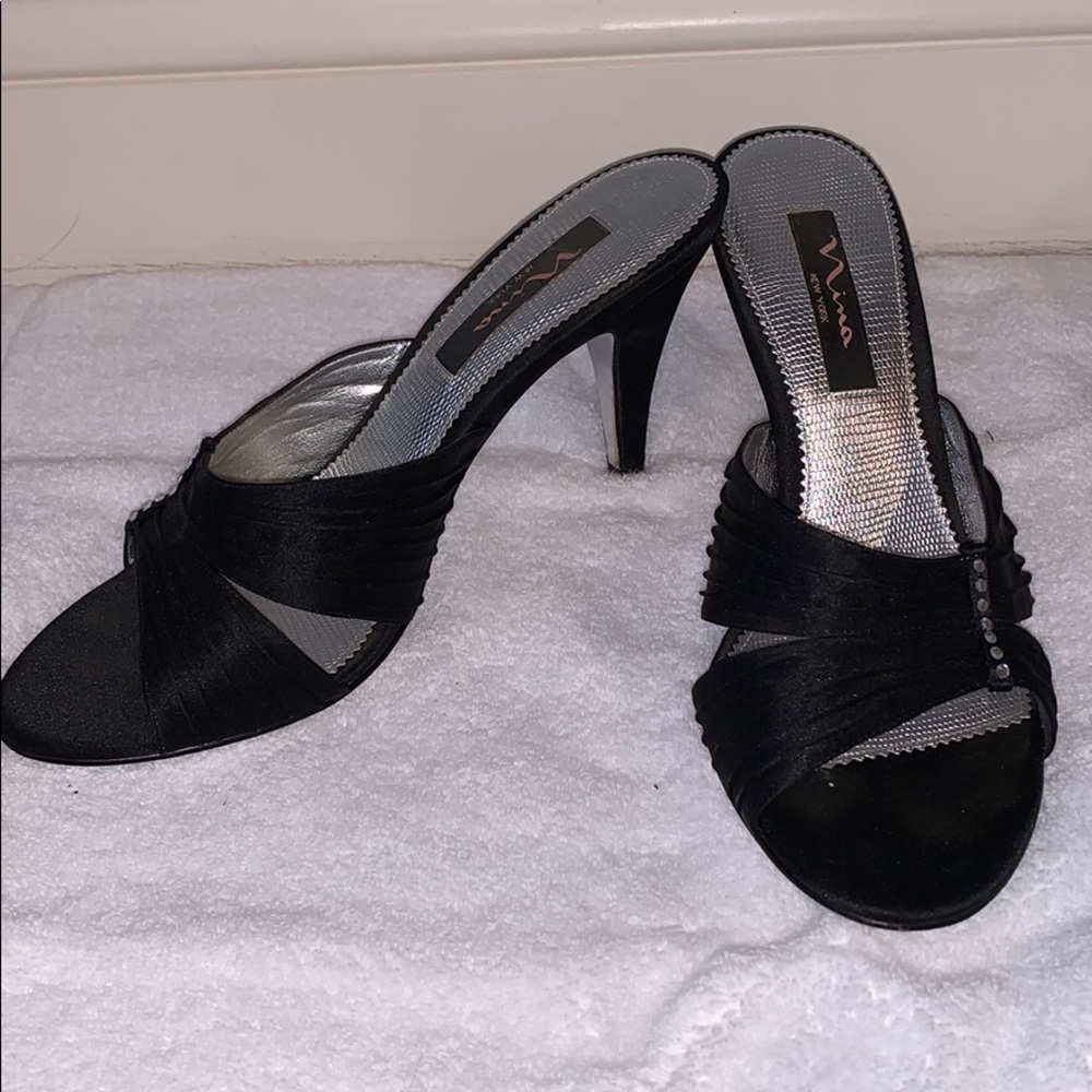 Black and silver heels